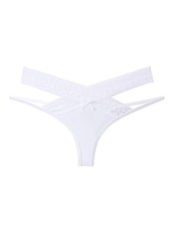 Women’s Panties Elegant Floral Lace Mesh Low Rise Hollow Out Transparent Underwear for Plus Size Comfort and Confidence White M