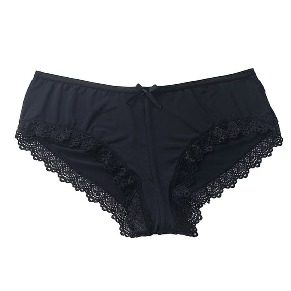 Women's Panties Elegant Lace Ice Silk Low Rise Crotch Briefs for Comfort and Confidence Black S