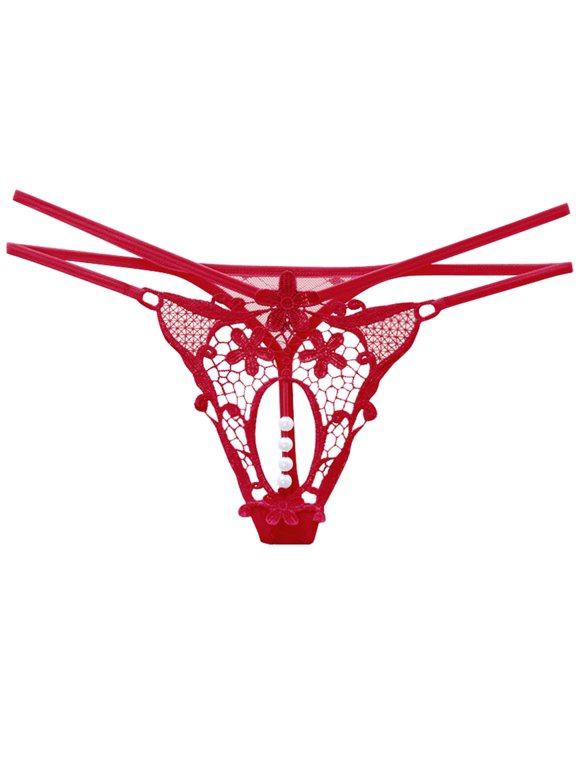 Women's Panties Elegant Sheer Thong with Low Rise Comfort and Modern Design for Daily Wear Red One Size