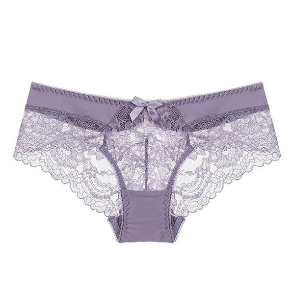 uublik Women's Panties High Waist Breathable Briefs Soft Underpants Ladies Stretch Panties Lace Underwear Purple