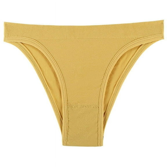 uublik Women's Panties High Waist Breathable Briefs Soft Underpants Ladies Stretch Panties Underwear Women Seamless Yellow