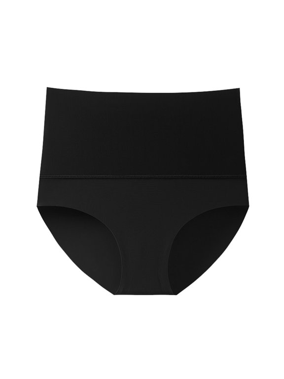 Women's Panties High Waist Seamless Breathable Briefs with Body Shaping and Lift for Everyday Comfort Black M