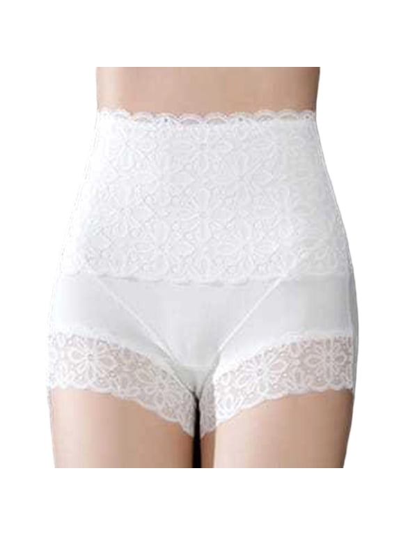 Women's Panties High Waisted Seamless Lace Shorts Soft Stretch Boxer Briefs Panties for Comfort and Style, Perfect for Everyday White M