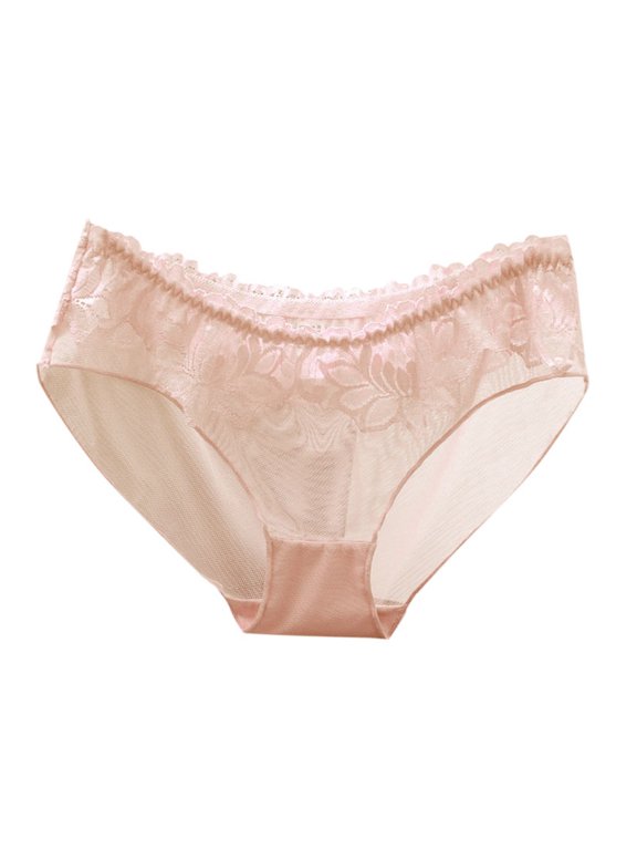 Women's Panties Lace Mesh Low Rise Seamless Sheer Triangle Underwear Suitable for Everyday Comfort and Fit Beige M