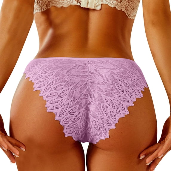 Women's Panties Lace No Show Bikini Soft Breathable Seamless Underwear for Women with Comfortable Fit Purple S