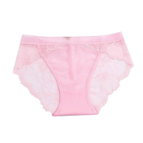Women's Panties Ladies Sexy Lace Breathable Pure Crotch Lifting Triangle Underwear High Waisted Underwear Women Pink L