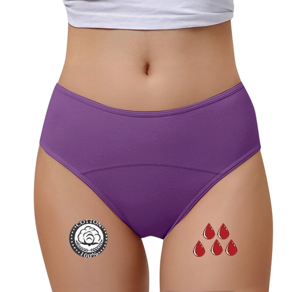 Women's Panties Large Size Panties for Women During Menstruation and Postpartum Mid Waist Underwear for Comfort and Purple XL