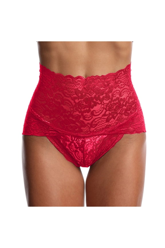 Women's Panties Listing Elegant Mesh Lace Briefs with High Waist Fit for Daily Comfort and Support Red L
