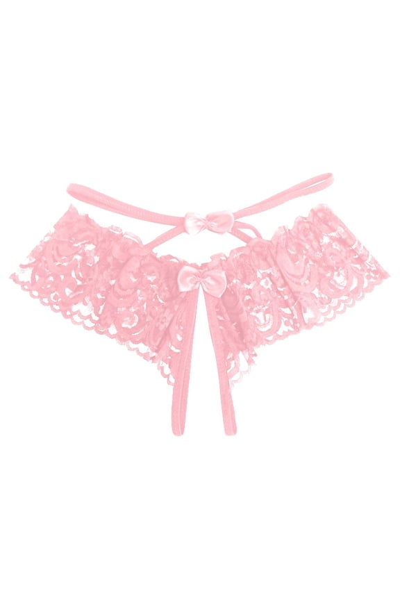 Women's Panties Open Thong T Pants with Sheer Lace Front and Low Rise Comfort for Everyday Wear Pink One Size