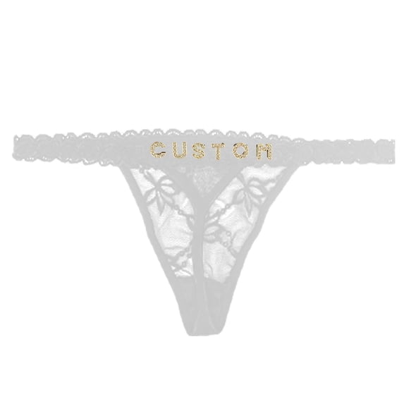 Women's Panties Personalized Thong With Hand Sewn Names Custom Name Underwear Sets Nylon & Spandex Comfortable Lace Material G-String Design Package Size 20X10X2Cm Panties For Women