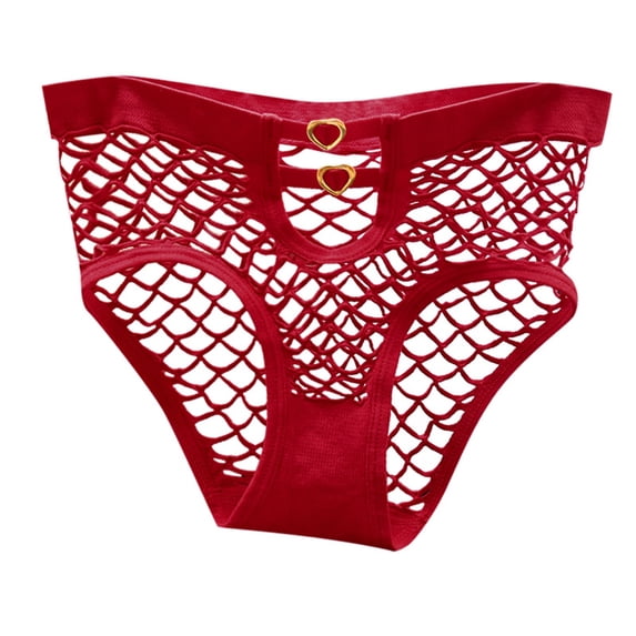 Women's Panties Playful Transparent Mesh Triangle Panties with Hollow Design for Mid to Low Rise Waist Crotch Revealing Sheer Undergarment Black XL