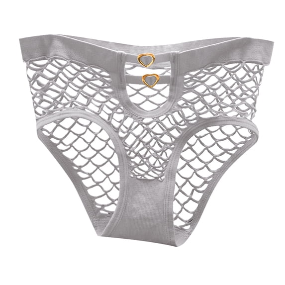 Women's Panties Playful Transparent Mesh Triangle Panties with Hollow Design for Mid to Low Rise Waist Crotch Revealing Sheer Undergarment Gray XL