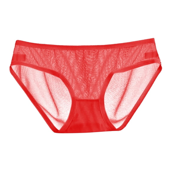 Women's Panties Seamless Cute Mesh Waist Briefs Underwear for Women Red M