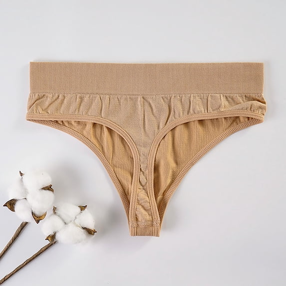 Women's Panties Seamless Smooth Breathable High Waist Bikini Briefs Underwear for Women Beige L