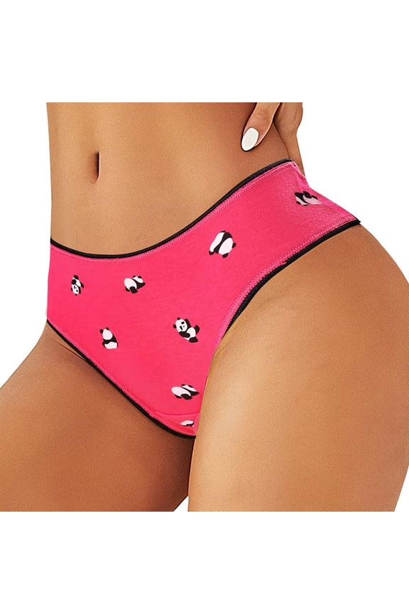 Women’s Panties Women Fashion Cartoon Underwear Low Rise Pattern Breathable Briefs for Everyday Comfort Pink L