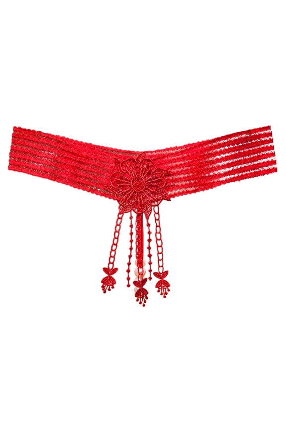 Women's Panties Women Underwear Lace Thongs Bikini Panties G String Thong Stretch Ladie Brief Thong Red One Size
