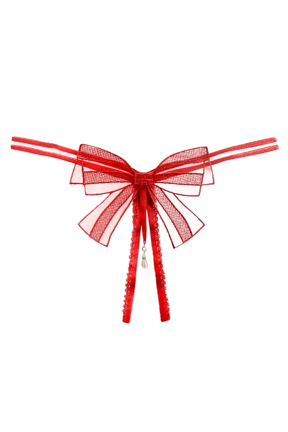 Women's Panties Women Underwear Thongs Lace Bikini G String Ladie Brief Comfort and Barely-There Fit for Everyday Wear Red One Size