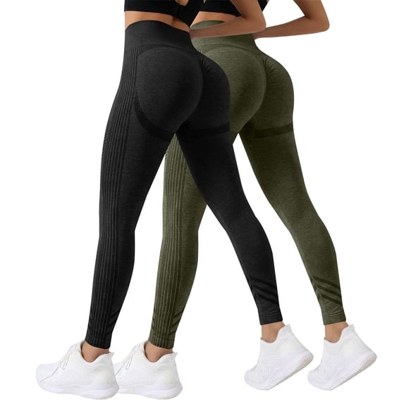 Women's Pants 2 Pack Thick High Waist Workout Yoga Leggings Summer Pants for Women Black L