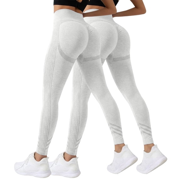 Women's Pants 2 Pack Thick High Waist Workout Yoga Leggings Summer Pants for Women White Xl