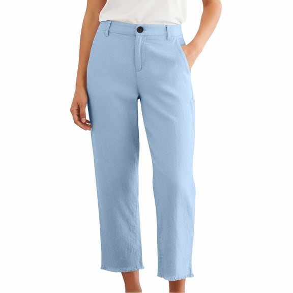 Women's Pants Business Casual Workwear Wide Leg Pants High Waisted Lightweight Cropped Trousers For Women Pantalones
