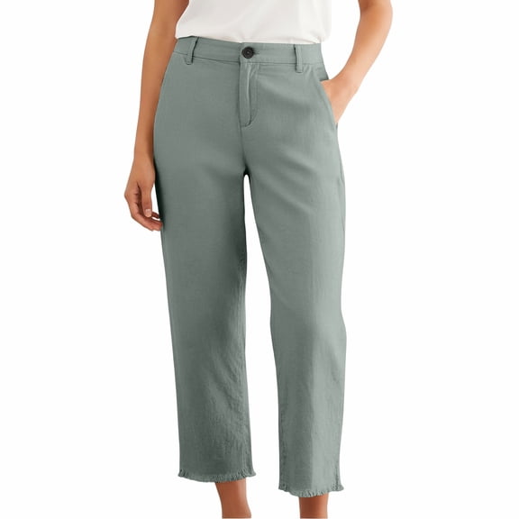 Women's Pants Business Casual Workwear Wide Leg Pants High Waisted Lightweight Cropped Trousers For Women Pantalones