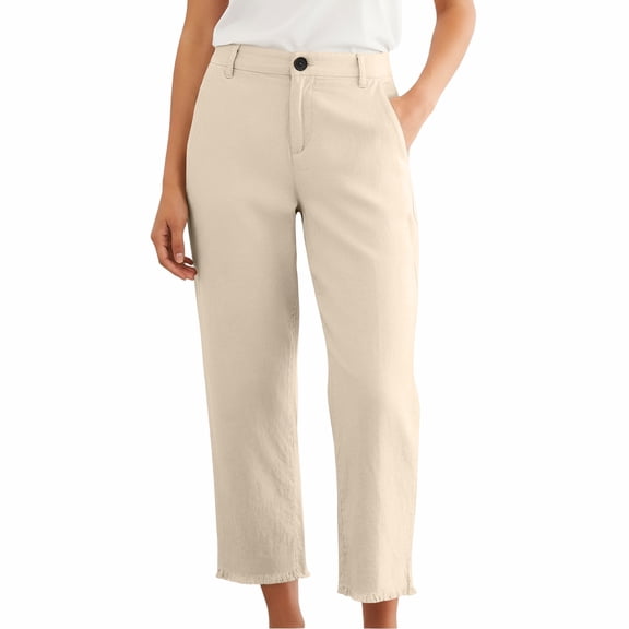 Women's Pants Business Casual Workwear Wide Leg Pants High Waisted Lightweight Cropped Trousers For Women Pantalones