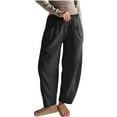 thumbnail image 1 of Women's Pants Casual Cotton and Linen Versatile Lace-up Solid Color Straight Leg Plus Size Save 65% Instantly!, 1 of 6