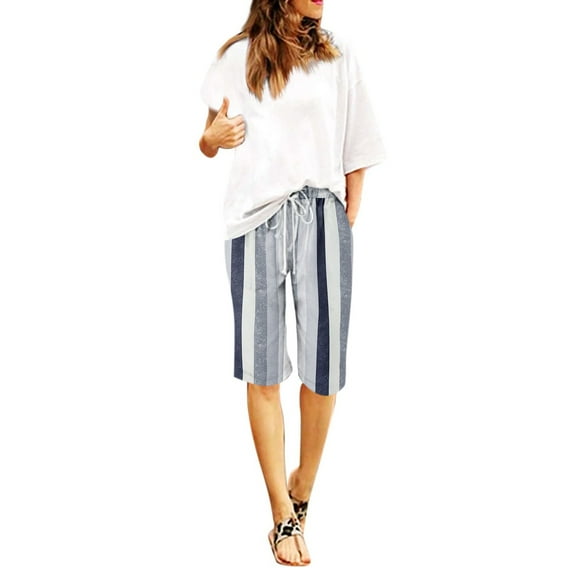 Women's Pants Casual Petite Drawstring Elastic Waist Summer Soft Cute Beach Shorts With Pockets Trousers