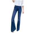 thumbnail image 1 of Women's Pants Casual Petite Hight Waisted Wide Leg Denim Jeans Stretch Slim Length Jeans Trousers, 1 of 4