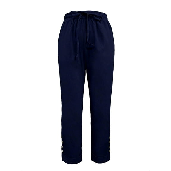 Women's Pants Casual Plain Straight Leg Navy Blue XL (12)