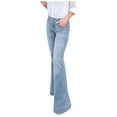 thumbnail image 1 of Women's Pants Casual Stretch Hight Waisted Wide Leg Denim Jeans Stretch Slim Length Jeans Trousers, 1 of 5