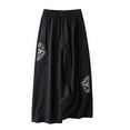 thumbnail image 1 of Women's Pants Casual Stretch S Culottes Linen Blend Wide Leg Elastic Waist Palazzo With Pockets Capris Trousers, 1 of 9