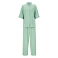 thumbnail image 1 of Women's Pants Casual Suit Short Sleeved Shirt Two Piece Set For Women's Clothing Pant Suit Women Dressy plus Size Slim Fit Suits for Women Suits for Women Work Snowmobile Bibs Women Womens Snow Suit, 1 of 6
