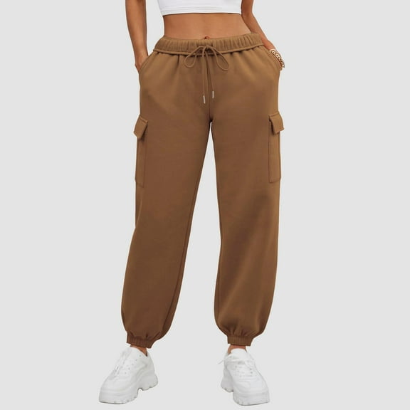 Women's Pants Casual Womens Pants Brown Baggy Pants Women Loose Yoga Pants for Women Women's Wide Leg Pants with Pockets Womens Summer Outfits