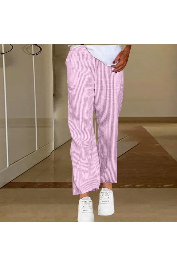 Women's Pants Under $10 High Rise Staright Leg With Pockets Casual Daily Pocket Elastic Waist Loose Fashion Straight Leg Pants