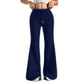 thumbnail image 1 of Women's Pants, Drawstring High Waist Flare Sweatpants, Cotton Loose Flowy Yoga Casual Daily Bottoms With Pockets, 1 of 5