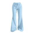 thumbnail image 1 of Women's Pants, Drawstring High Waist Flare Sweatpants, Cotton Loose Flowy Yoga Casual Daily Bottoms With Pockets, 1 of 5