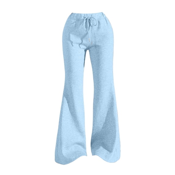 Women's Pants, Drawstring High Waist Flare Sweatpants, Cotton Loose Flowy Yoga Casual Daily Bottoms With Pockets