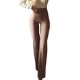 thumbnail image 1 of Women's Pants Elastic Waist Bell Bottoms Fashion Solid Leggings Casual Trousers Trendy Dressy Khaki L, 1 of 5