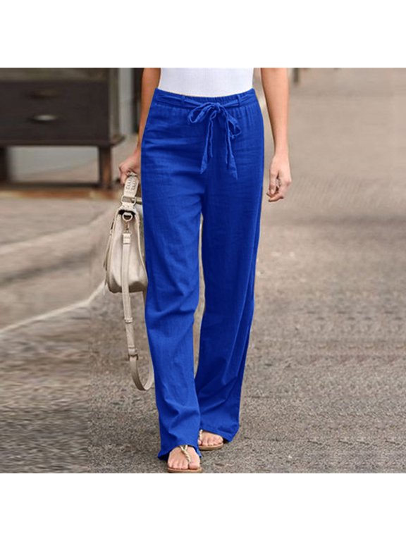 Women's Pants Elastic Waist Side Pockets High Rise Casual Loose Trousers Pants Womens Insulated Pants Leopard Pants Peg Pants with Tie Women Casual Loose Long Bib Pants Wide Leg Jumpsuit Track Women