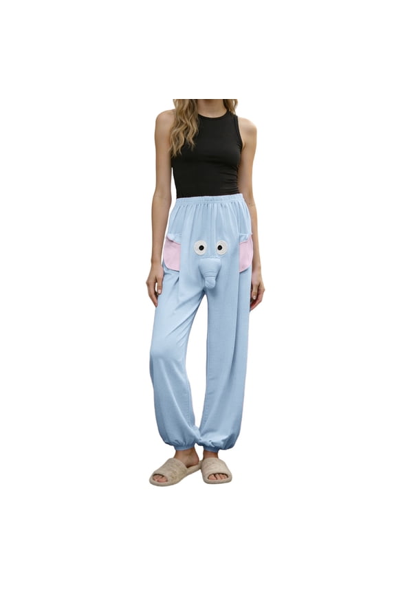 Women's Pants Elephant Design Soft Sleepwear and Home Wear Loose Elastic Waist Cute Pajama Trousers