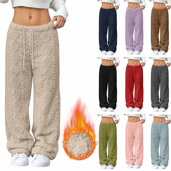 Women's Pants Fall Long Sweatpants for Women Loose Straight Tube Warm Elastic Waist Elastic Drawstring Pants with Pockets