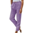 thumbnail image 1 of Women's Pants Fashion Casual Pants For Women And Casual Summer Elastic High Waisted Solid Color Cotton And Linen Loose Trousers, 1 of 5