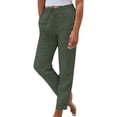 thumbnail image 1 of Women's Pants Fashion Casual Pants For Women And Casual Summer Elastic High Waisted Solid Color Cotton And Linen Loose Trousers, 1 of 5