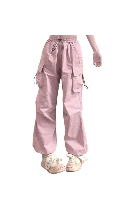Women's Pants Fashion Casual Pants For Women Baggy Cargo Streetwear Hip Hop Joggers Sweat Drawstring Casual Loose Wide Leg Trousers