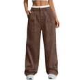 thumbnail image 1 of Women's Pants Fashion Casual Pants For Women Casual High Waisted Color Blocked Drape Striped Straight Leg With Wide Leg Patchwork Trousers, 1 of 7