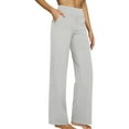 thumbnail image 1 of Women's Pants Fashion Casual Pants For Women Casual Straight Leg Loose Pocket Solid Color Yoga Daily, 1 of 6