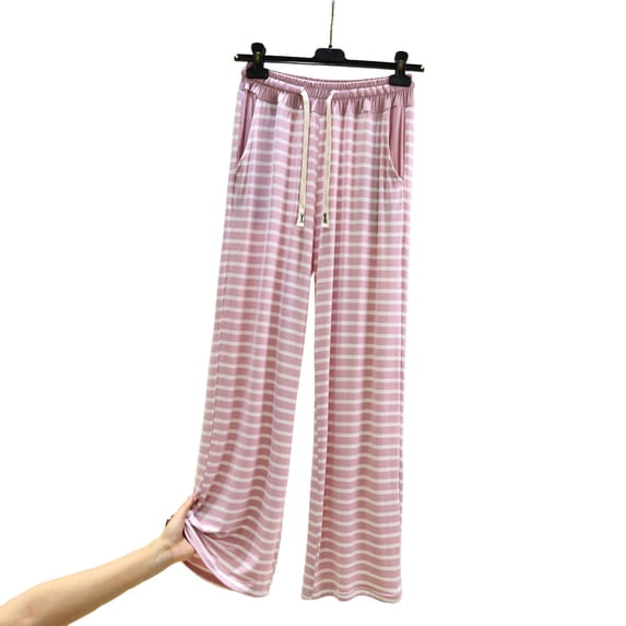 Women's Pants Fashion Casual Pants For Women Casual Striped Straight Leg Wide Leg With A Drape And Loose Pockets Home Pajama
