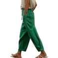 thumbnail image 1 of Women's Pants Fashion Casual Pants For Women Cotton And Linen Spring Pants Solid Color Casual Daily Side Pocket Elastic Waist Pants, 1 of 4
