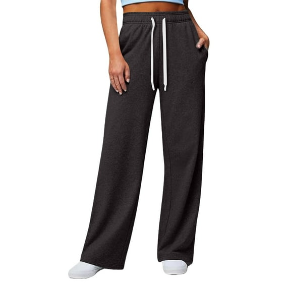 Women's Pants Fashion Casual Pants For Women Daily Elastic Waist Pockets Straight Solid Color Casual Loose Pockets Long Trousers